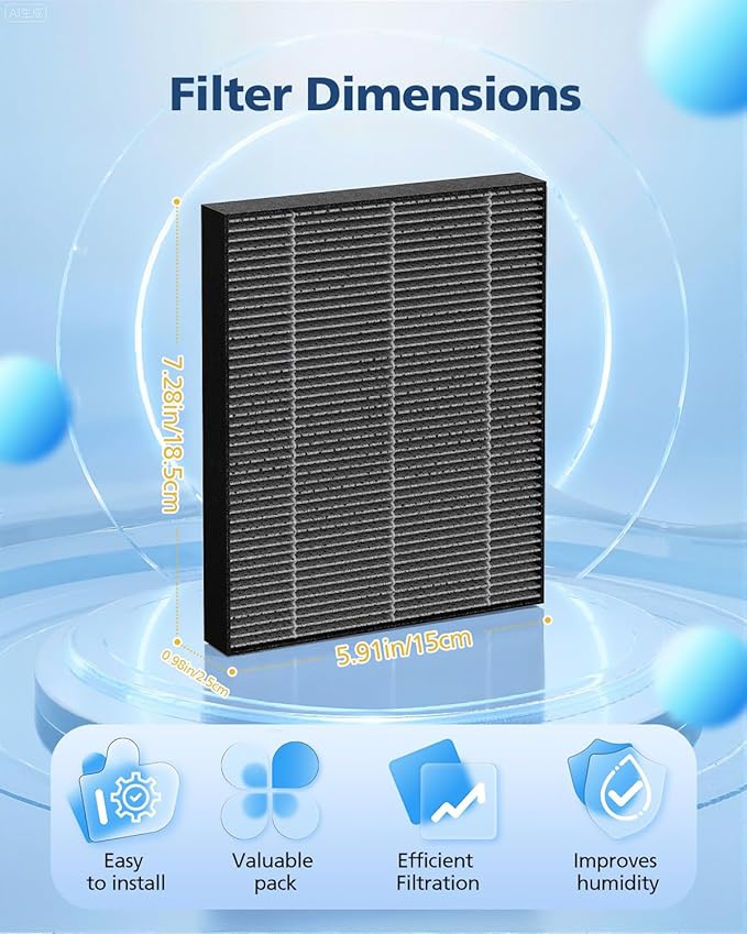 6000S Filters Replacement Compatible with LEVOIT Superior 6000S Smart Evaporative Humidifier, 8 Pack Gray 6000S Wick Filters+ 6 Pack White Top Fill Filters