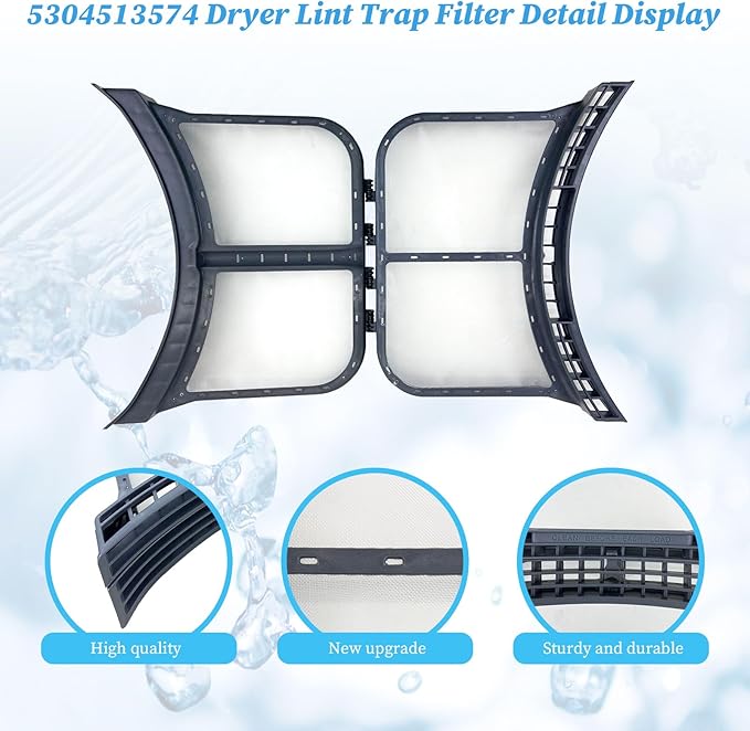 2025 Upgrade 5304513574 Dryer Lint Trap Filter Compatible with Frigidaire/Electrolux, Dryers Filter Assembly Replacement, Lint, Fit Pre RetrofitClamshell, Lint - AquaVibe