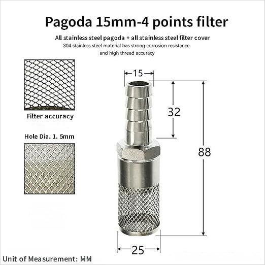 304 Stainless Steel Water Pump Filter Hose End Strainer Barbed Inline Mesh Screen, Assorted Sizes for Pressure Washer Garden RV Prevents Debris Clogging,1pcs(15mm 1/2 Inch)