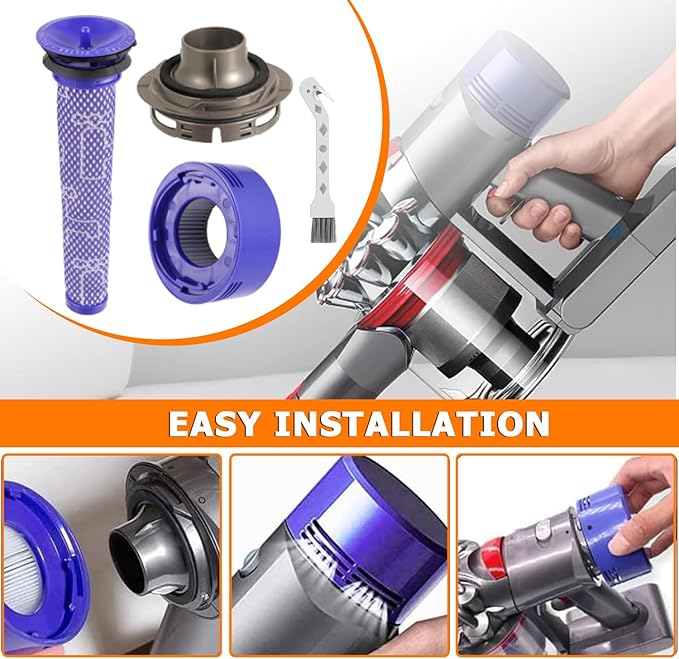 Filter Replacement & Motor Cover Compatible with Dy-son V7 V8 Animal and Absolute Cordless Vacuum Cleaners - AquaVibe