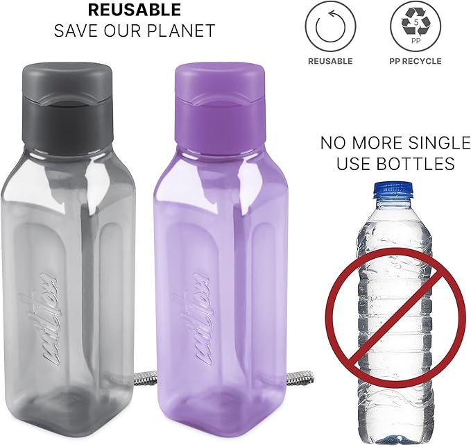 MILTON Travel Water Bottle – 1Pcs Reusable Sports Bottle with Easy Open Close Lid and Leakproof Neck – Food Grade Plastic Water Bottles for Adults and Kids, School, Gym