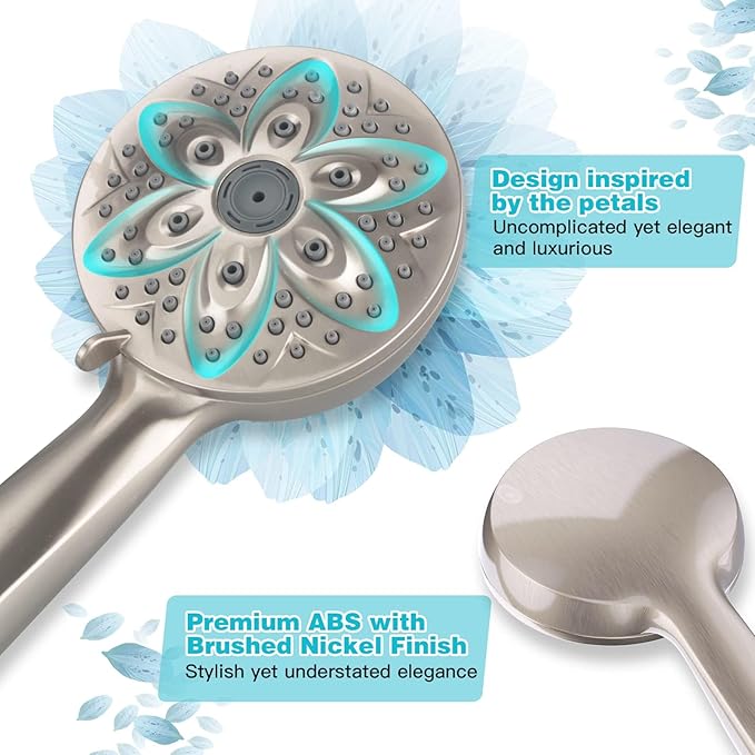 Handheld Showerheads with LED Display Temperature - JDO High Flow Showerhead with 6 Different Shower Modes - High Pressure even at Low Water Pressure - for Pet Bathing and Baby Care