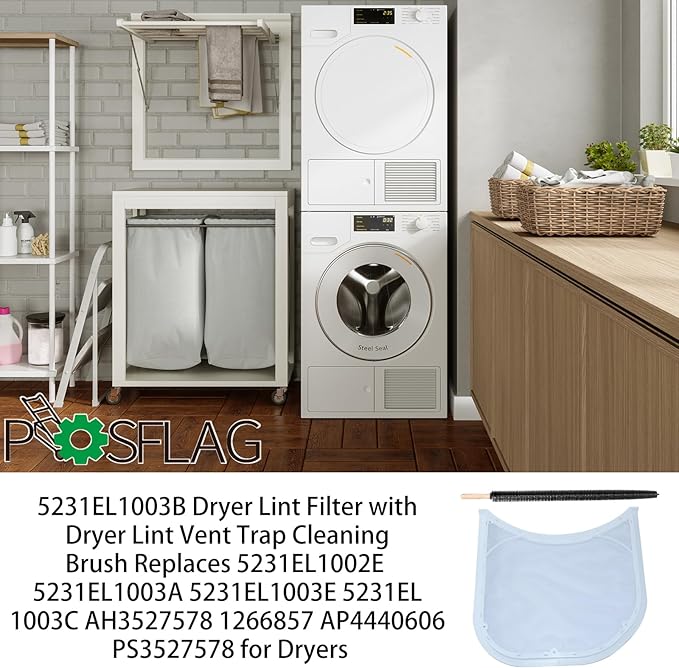 5231EL1003B Dryer Lint Screen Filter Replacement with Dryer Cleaner Vent Lint Brush Replaces 5231EL1002E 5231EL1003A 5231EL1003B AH3527578 1266857 AP4440606 PS3527578 EAP3527578
