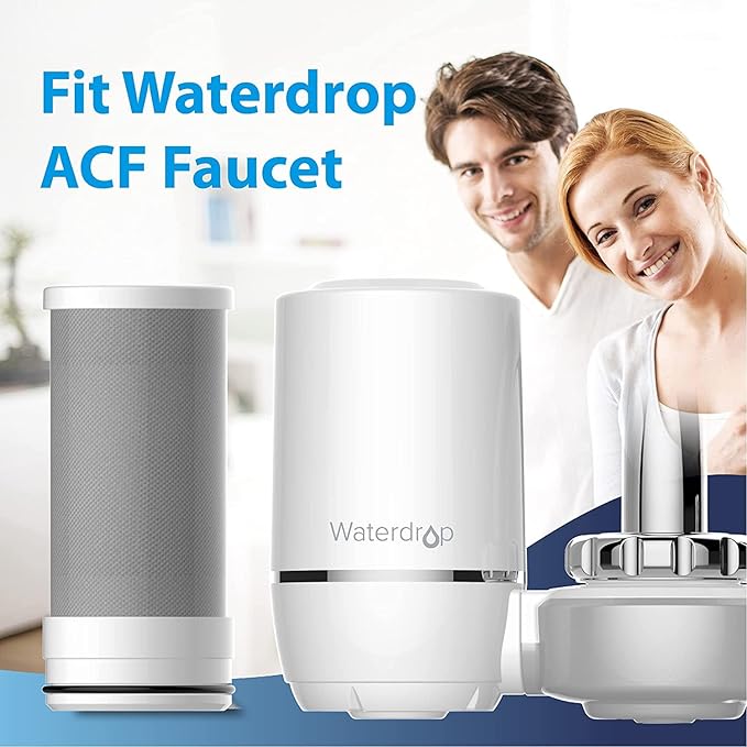 Waterdrop WD-FF-01A Replacement Filter, Faucet Water Filter, Replacement for WD-FC-01, WD-FC-02, WD-FC-06, Reduces Chlorine, Taste and Odor, Last Up to 9 Months (Pack of 3)