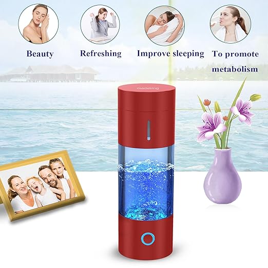 Tritan Hydrogen Water Bottle Generator - 5Min Quick Electrolysis Hydrogen Water Machine, madeking Portable Rechargeable Hydrogen Rich Water Cup Maker, Good for Travel, Sports, Gift, Type C (red)