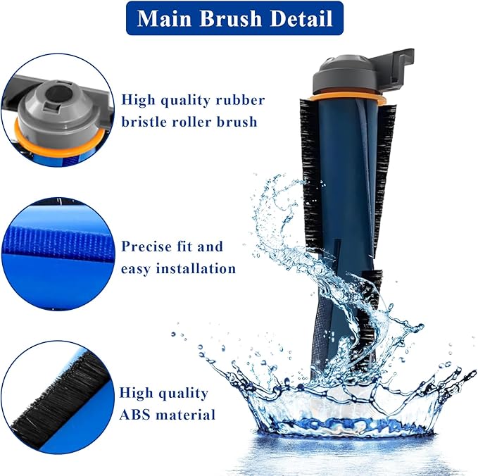 Vacuum Replacement Parts Accessories Kit Compatible With Shark RV2310AE Matrix Robot Vacuum Cleaner, 1 Main Brush, 2 HEPA Filters, 6 Side Brushes, 1 Cleaning Brush 10 Pack - AquaVibe