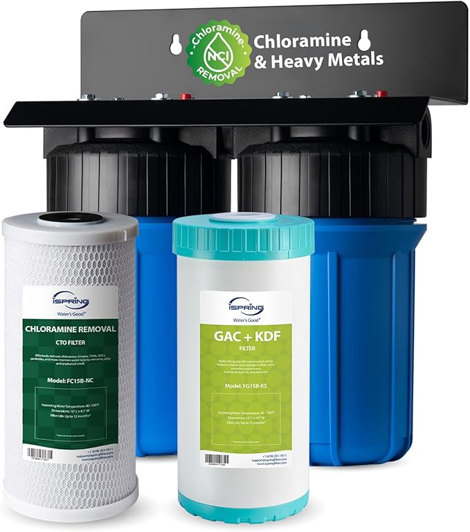 iSpring WGB21B-KSNC Whole House Water Filter System, SGS-Tested to Remove up to 94.4% of Chloramine, 5-Layer Filtration Reduces Heavy Metals, Lead, Chlorine, Sediment, VOC, 10” x 4.5” Filters