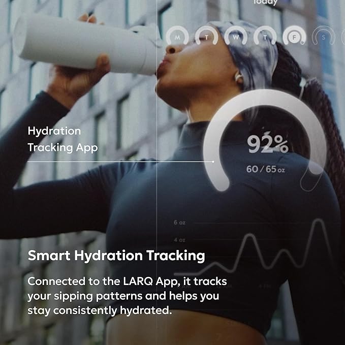 LARQ PureVis 2 Self Cleaning Water Bottle - UV Water Purifier with Filter Straw, Smart App Hydration Tracking, Insulated Stainless Steel