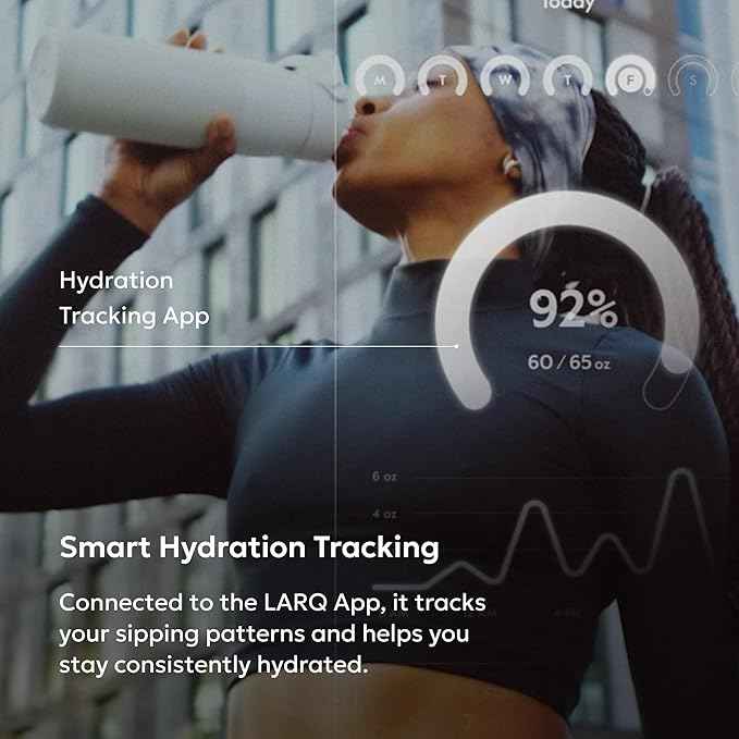 LARQ PureVis 2 Self Cleaning Water Bottle - UV Water Purifier with Filter Straw, Smart App Hydration Tracking, Insulated Stainless Steel
