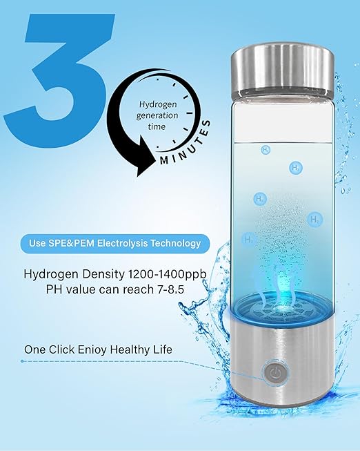 Hydrogen Water Bottle, Hydrogen Water Bottle Generator, Hydrohealth Hydrogen Water Machine Improve Water for Home, Office, Travel, Daily Drinking