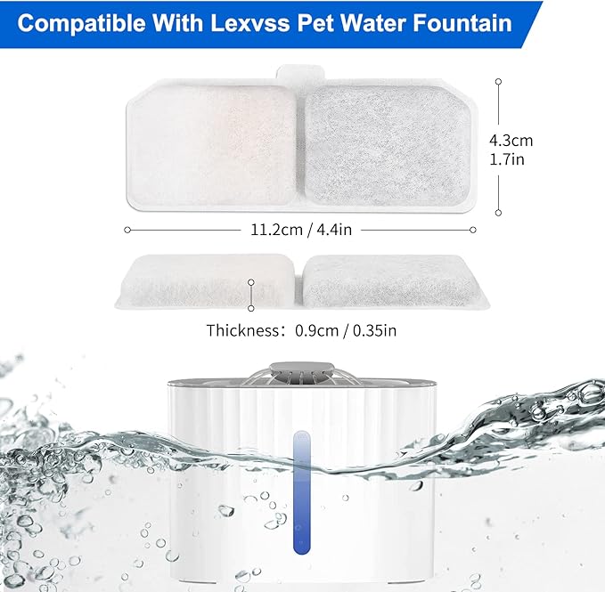 Cat Water Fountain Filters, 12 Pack Pet Filter Replacement Charcoal Filters Compatible with Cat Water Dispenser
