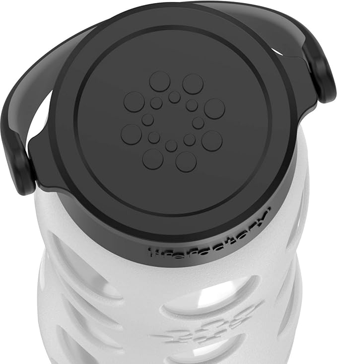 Lifefactory 22-Ounce BPA-Free Glass Water Bottle with Classic Cap and Protective Silicone Sleeve, White