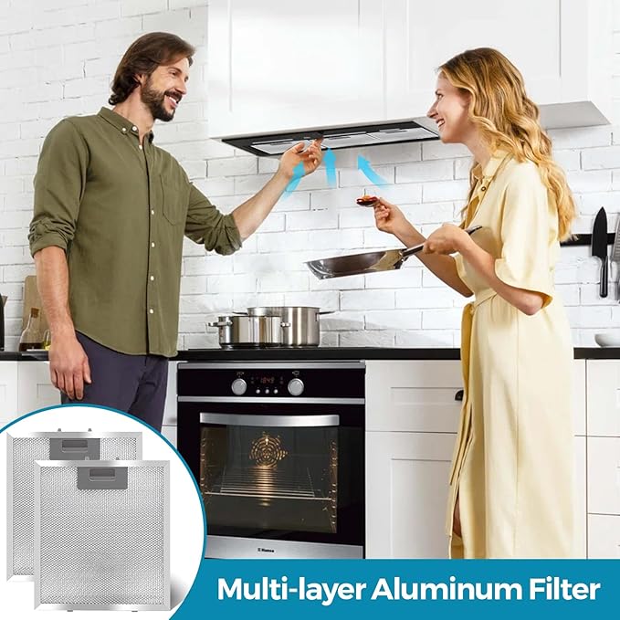 Range Hood Filter Replacement 10.25x9x0.35Inch (260x230x8.9mm) 5-Layer S97018029 Mesh Hood Vent, Range Hood Grease Filter, fits Br.oan's B5 Series 2pack by oneket (Aluminum) - AquaVibe