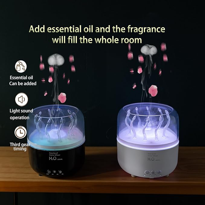 Jellyfish Diffuser 280ml, Cute humidifier, with Remote Control Timer, 7 Color LED Night Light, Essential oiluser Suitable for Home Office, Hotel spa Yoga Room, auto Shut-Off