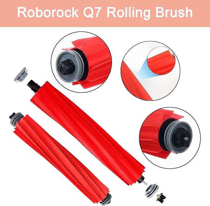 Q7 Series Replacement Parts for Roborock Q7 Q7+ Q7 Max Q7 Max+ Robot Vacuum, 1 Main Brush,4 Side Brushes, 4 HEPA Filters - AquaVibe