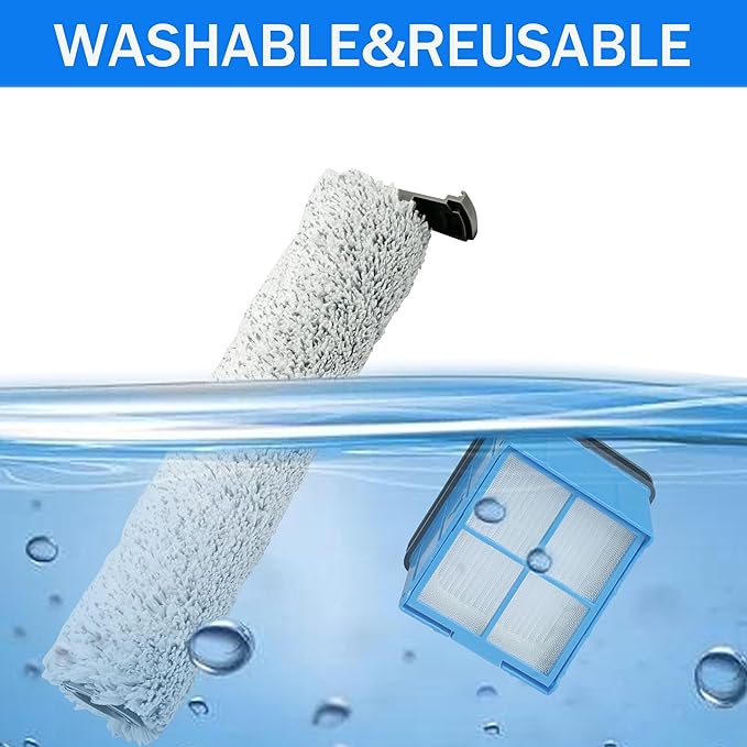 Crosswave Omniforce Replacement Parts, Roller Brush & Filters Kit for BISSELL Crosswave (Model 3882/3883/ OmniFind 3967F/ 3970F) Vacuum Cleaner - 2 Rolls, 2 Filters, 1 Tool Brush - AquaVibe