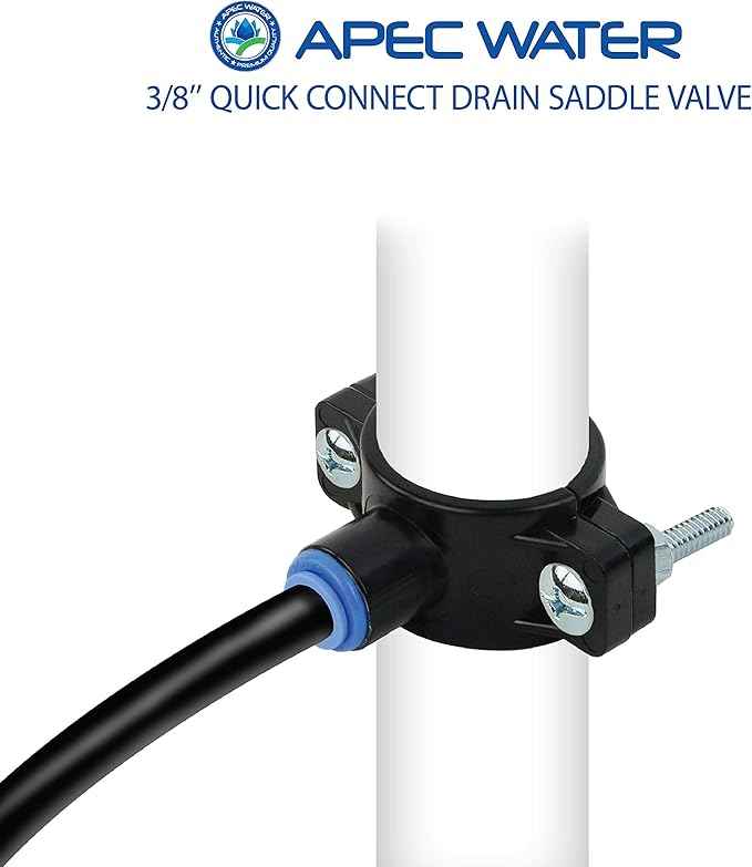 APEC Water Systems Drain Saddle Valves with 1/4" and 3/8" Quick Connect Fittings for Under-Sink Reverse Osmosis Systems