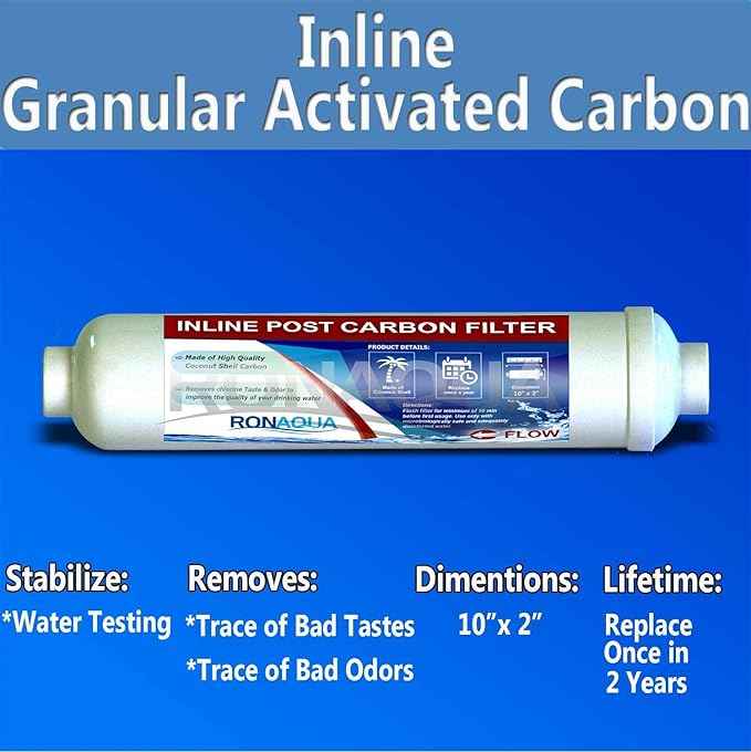 T33 Inline Coconut Grade Activated Carbon Pre/Post Membrane Filter for Taste and Odor Reduction WELL-MATCHED with AICRO, K2533JJ, FT15, IC-100A (Set of 8)