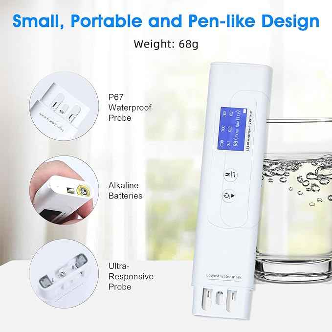 Water Tester, TDS Tester 6 in 1 Professional Digital Water Quality, COD/TOC/TDS/UV275/EC/Temp for Drinking, Tap, Well, Swimming Pool,Hydroponics, Aquarium, RO/DI System