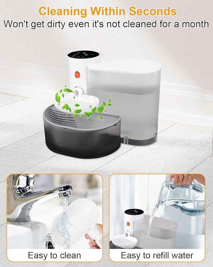 Smart Pet Water Fountain,Filterless Cat Water Fountain No Filter,3L/102oz Ultra Silent Cat Fountain, Separation Design(Includes A Silicone Food Mat)