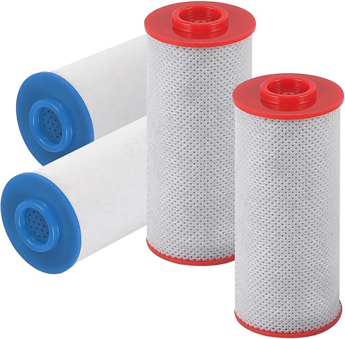 Replacement Weddell Duo Shower Filter Set (2R+2B),High‑Efficiency Shower Filters Reduce Chlorine, PFAS, Microplastics & Odors,Improve Skin & Hair,8,000‑Gallon Capacity,Fit For Weddell Duo System
