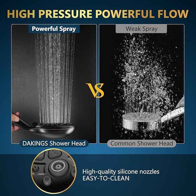 6 Spray Modes High Pressure Handheld Showerhead Set Upgraded 5 Inches Shower Head with Handheld Spray Oil Rubbed Bronze Handheld Shower Head 60 Inches Stainless Steel Hose-1-Min Install