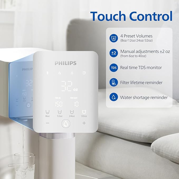 PHILIPS Reverse Osmosis Water Filter Countertop ADD6926WH/37(Ambient), 6-Stage Mineralization Filtration System with Aquaporin Tech, Large Capacity for Family, 6L Tank &1.8L Jug