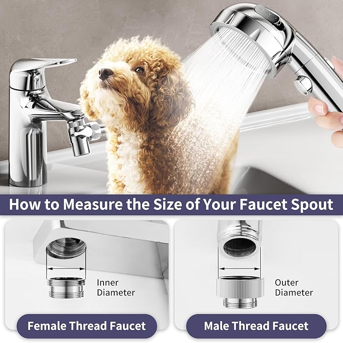 HOWUWEY Chrome Filtered Shower Sprayer with Sink Hose Attachment for Faucet & HOWUWEY Brushed Gold Dual Shower Heads with Handheld Spray