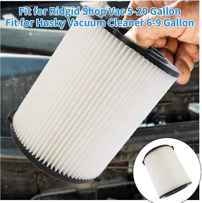 MZY LLC 2 Pack VF4000 Filter Replacement for Ridgid for Shop Vac 5-20 Gallon Wet Dry Vacuums + 4 Pack Foam Sleeve for Ridgid Wet Dry Vacuum + 1 Pack Brush Cleaner (7 Pack) - AquaVibe