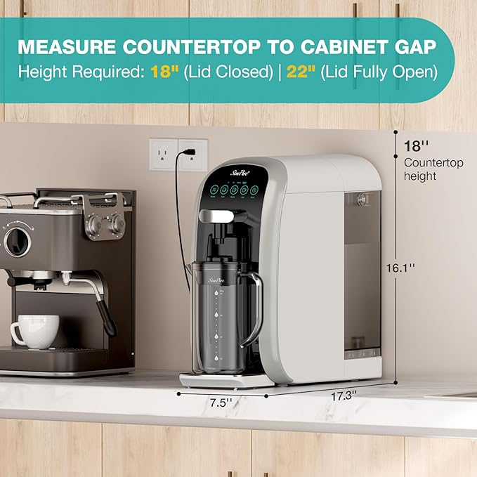 SimPure Y7T-A Countertop Reverse Osmosis Water Filter, NSF/ANSI 58 Certified, 100GPD 5 Stage RO Water Filtration System with pH+ Remineralization, Water Purifier with Glass Pitcher, No Installation