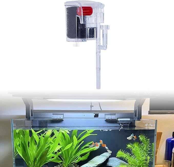 Auto Start Hang on Back Aquarium Adjustable Quiet Fish Tank Hob for Freshwater Accs, C