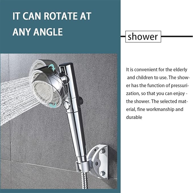 Filtered Shower Head with Handheld,High Pressure 5 Spray Mode Showerhead Built in Power Wash with Hose and 15 Stage Hard Water Shower Filter for Remove Chlorine and Harmful Substances,B