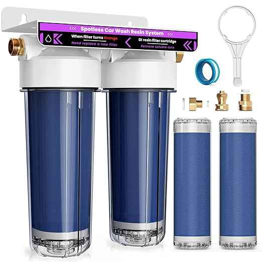 Deionized Spot Free Car Rinse Unit, Spotless Car Wash Water System,Deionized Water System for Car Wash, Suitable for Cars, RVs, Motorcycles, Yachts, and Windows, No Towel Drying, Color Changing Resin