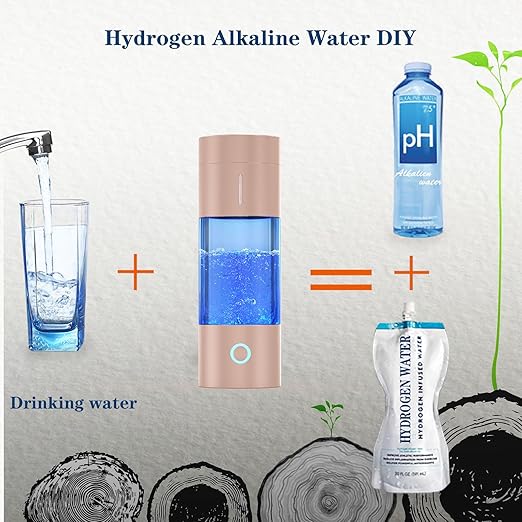 Tritan Hydrogen Water Bottle Generator - 5Min Quick Electrolysis Hydrogen Water Machine, madeking Portable Rechargeable Hydrogen Rich Water Cup Maker, Good for Travel, Sports, Gift, Type C (Gold)