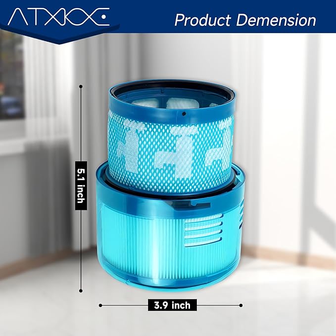 ATXKXE Gen5 Filter Replacement, Compatible with Dyson Gen5detect Absolute, Gen5outsize Absolute, Gen5detect Fluffy Cordless Vacuum Cleaner, 4 Pack Filters and 1 Clean Brush - AquaVibe