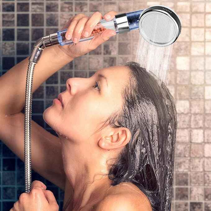 NOSAME Shower Head, Filter Filtration High Pressure Water Saving 3 Mode Function Spray Handheld Showerheads for Dry Skin & Hair