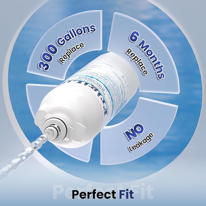 ADQ73613401 Refrigerator Water Filter, Replacement for LG LT800P, RWF3500,ADQ73613402, ADQ73613408, ADQ75795104, Kenmore 9490, 46-9490, LSXS26326S, LMXC23746S, LMXC23746D (Pack of 3) - AquaVibe
