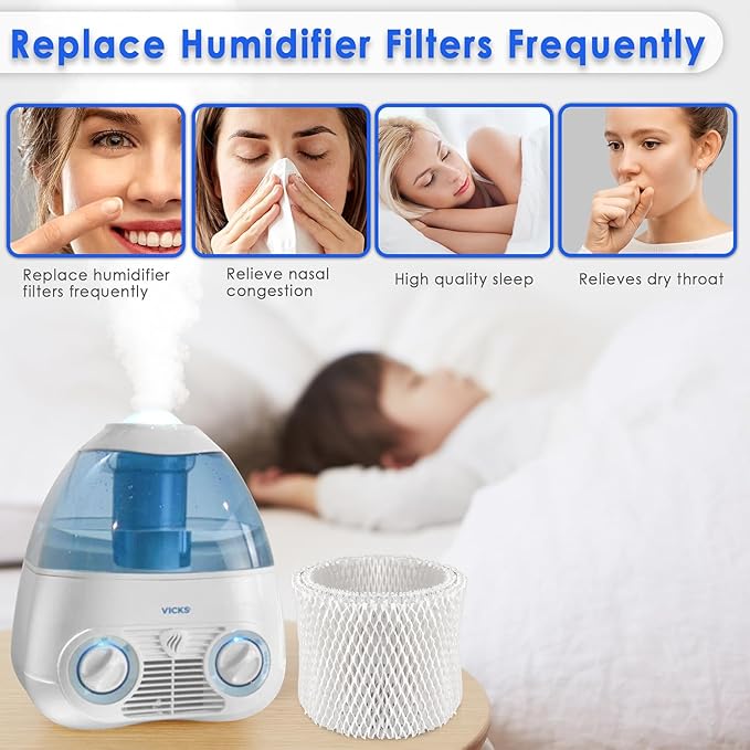 WF2 Humidifier Filter Replacement for Vicks V3100 V3500 V3600 V3700 V3800 V3850 V3900, for Honeywell HCM-350 HCM-630 HCM-300T, for Kaz 3020, for Sunbeam 1118 1119, ECM-250i, ECM-500