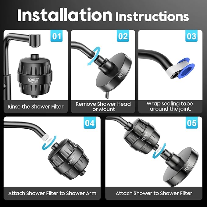 Filtered Shower Head COMBO – for Healthier Skin & Hair | 3 Mode High Pressure Shower Heads with 25-Stage Filtration | Removes 99.947% Chlorine & Heavy Metals | Shower Head with Filters - Black