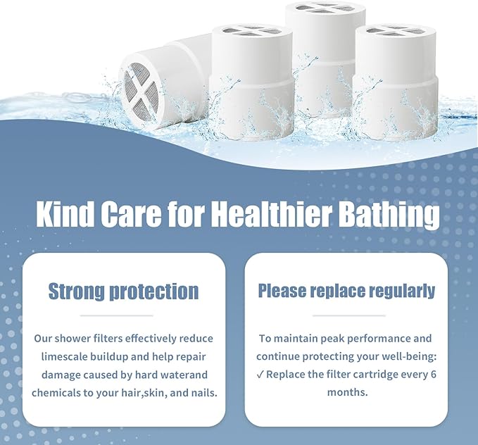 4-Pack Replacement Filter for JOLIE Shower Head, Compatible with JOLIE Shower Filter Cartridge, Reduces Chlorine, Heavy Metals & Impurities, Softens Skin & Hair