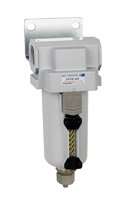 PneumaticPlus SAFM400-N06B-MEP Compressed Air Coalescing Filter, 0.1 Micron, 3/4" NPT - Metal Bowl, Manual Drain, Bracket - AquaVibe