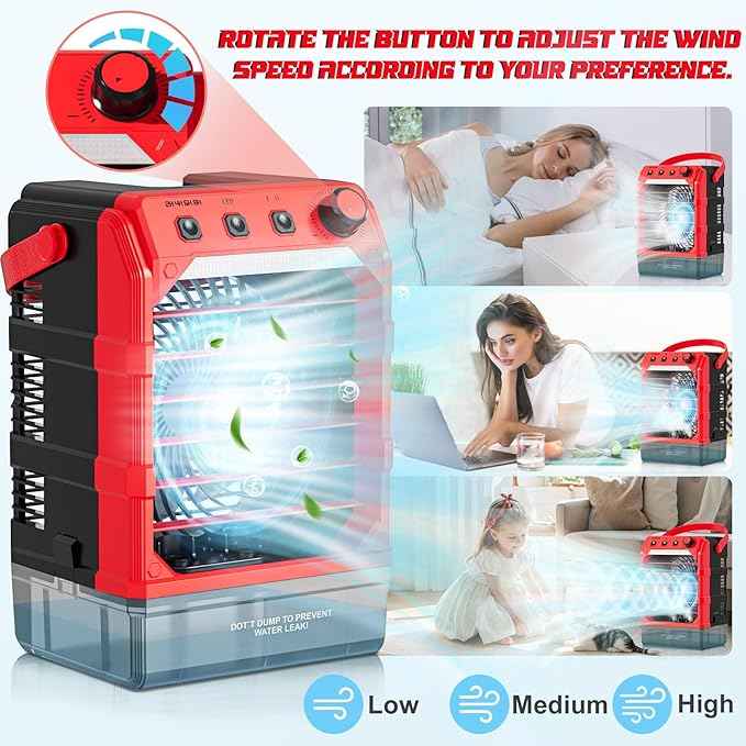 Battery Powered Misting Fan Compatible For Milwaukee 18V (No Battery) or USB Input Powered,Cooling Fan with 1600ML Water Tank,Timing Function,LED for Outdoor Barbeque Camping & More