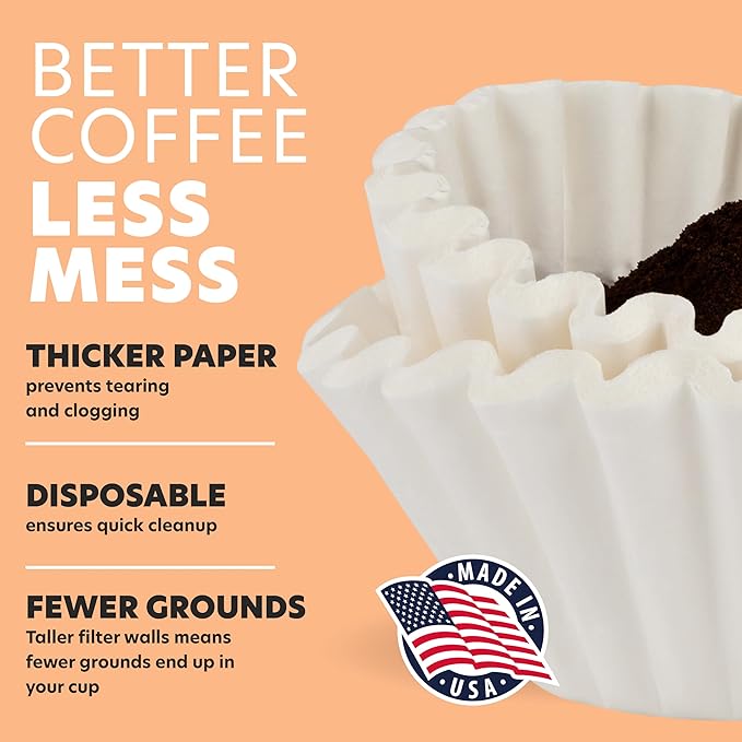 Tupkee Extra Large Coffee Filters - (13.75 Inch x 5.25 Inch) Premium, Big, Tall for Bunn 1.5 to 3 Gallon Commercial Coffee & Tea Machines - (500 Count) - Chlorine Free White Commercial Coffee Filters