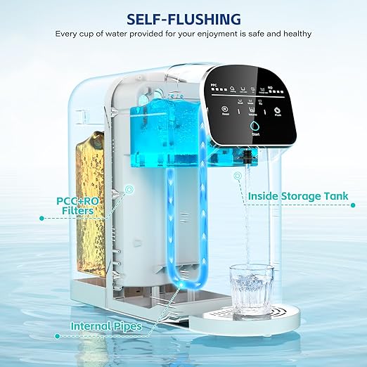 Aigerri UV Reverse Osmosis Water Filter Countertop System, 5-Stage RO Filtration System, No Plumbing Required, 5:1 High Efficiency Water Saving, Compact Reverse Osmosis Purifier for Home, Kitchen