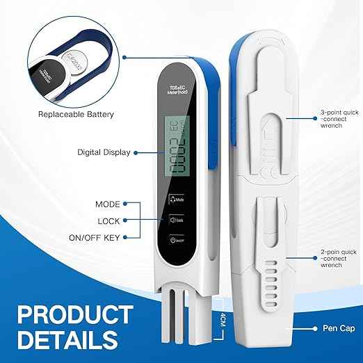 4 in 1 Digital Water Quality Tester, Accurate and Reliable Digital TDS EC & Temp(°C,°F) TDS Water Tester, 0-9990PPM TDS Meter (White)