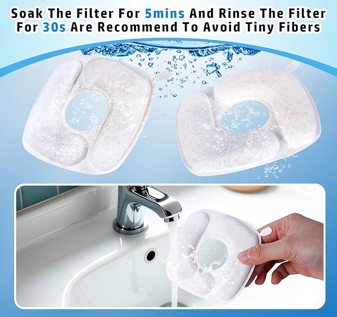 Lemonfilter Cat Water Fountain Filters, 8 Pack Replacement Filters & 8 Pre-Filter Sponges Compatible with 67oz, 95oz (2.8L), 135oz Automatic Pet Fountain Dog Cat Water Dispenser