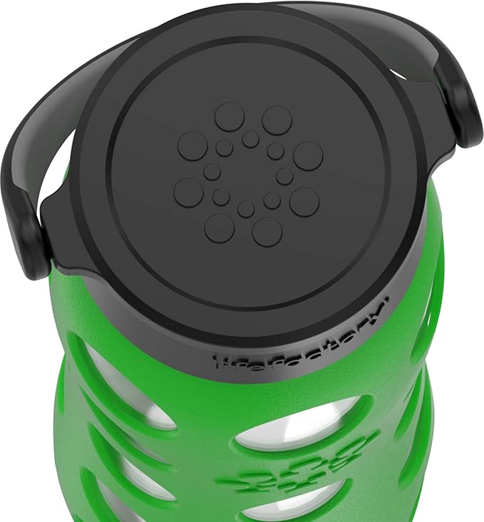Lifefactory 22-Ounce BPA-Free Glass Water Bottle with Classic Cap and Protective Silicone Sleeve, Moss
