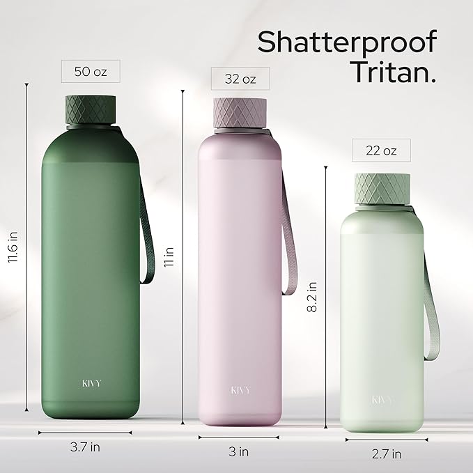KIVY Slim Water Bottle 22oz [Lightweight & Shatterproof] - Small Drinking Waterbottle - Red Bottle Without Straw for School, Sport & Travel - Drinking Bottle Dishwasher Safe, BPA Free