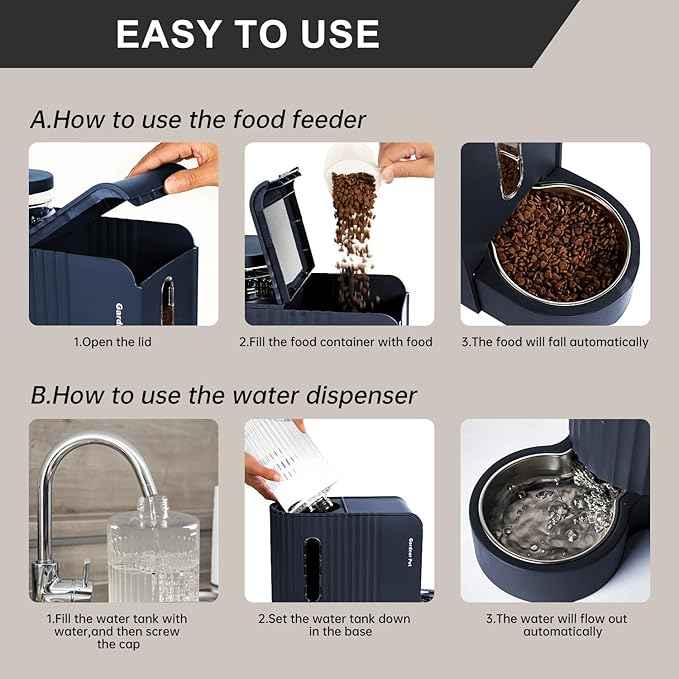Gardner Pet Automatic Gravity Cat Food Feeder and Water Dispenser Stainless Steel Two-in-One Set Large Capacity Dispenser for Pets Dogs, Puppies, Kittens-(0.8 Gallons x 2)