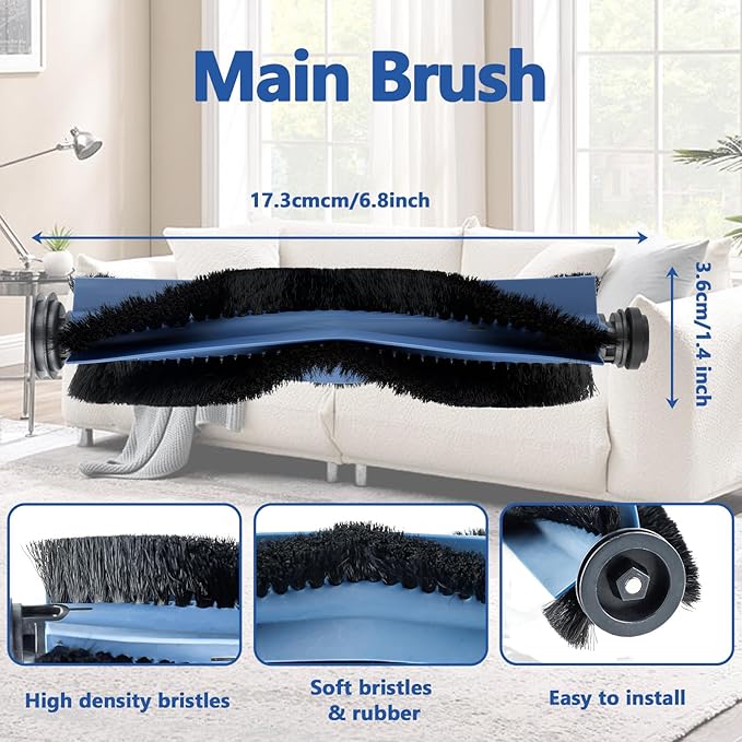 21 Pack X10 Pro Omni Replacement Accessories Kit for Eufy X10 Pro Omni Robot Vacuum, 1 Main Roller Brush, 2 Hepa Filters, 4 Mop Cloth Pads, 6 Side Brushes, 6 Dust Bags, 1 Screwdriver 1 Clean Tool - AquaVibe
